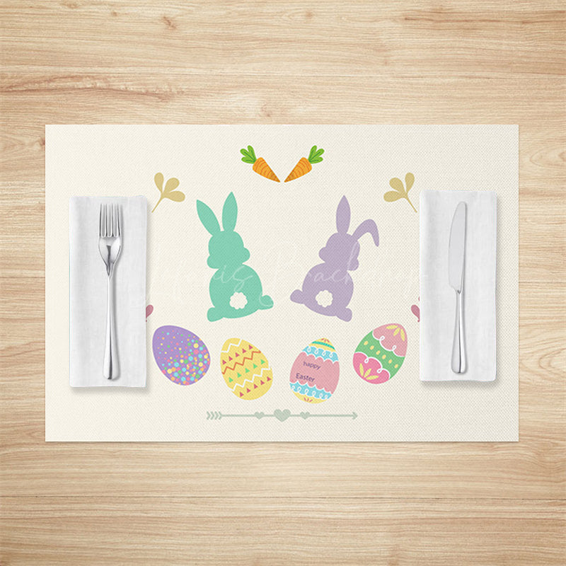 Lofaris Colorful Bunny Eggs Happy Easter Set Of 4 Placemats