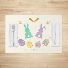 Lofaris Colorful Bunny Eggs Happy Easter Set Of 4 Placemats