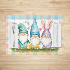 Lofaris Colorful Bunny Gnome Plaid Easter Set Of 4 Placemats