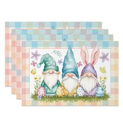 Lofaris Colorful Bunny Gnome Plaid Easter Set Of 4 Placemats