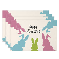 Lofaris Colorful Bunny Silhouette Easter Set Of 4 Placemats