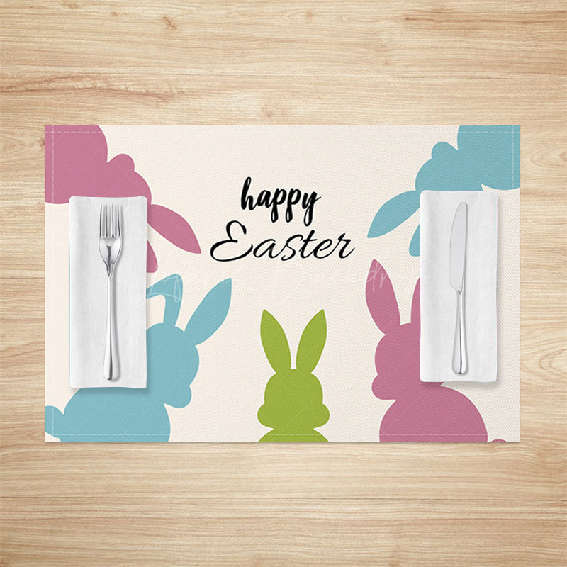 Lofaris Colorful Bunny Silhouette Easter Set Of 4 Placemats