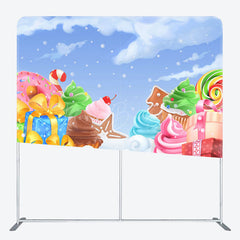 Lofaris Colorful Candyland Christmas Pillow Cover Backdrop