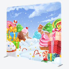 Lofaris Colorful Candyland Christmas Pillow Cover Backdrop