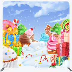 Lofaris Colorful Candyland Christmas Pillow Cover Backdrop