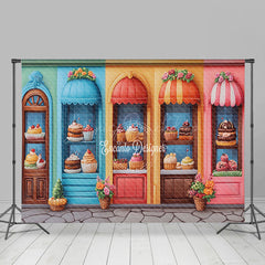 Lofaris Colorful Candyland Dessert House Cake Smash Backdrop