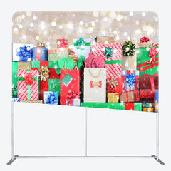 Lofaris Colorful Christmas Gifts Snowy Pillow Case Backdrop