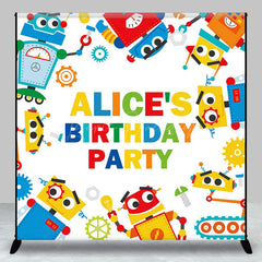 Lofaris Colorful Construction Robot Custom Birthday Backdrop