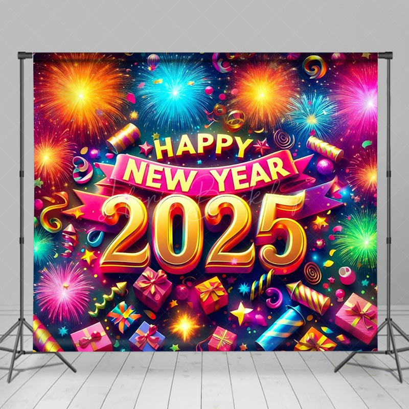 Lofaris Colorful Decoration Happy New Year 2025 Backdrop