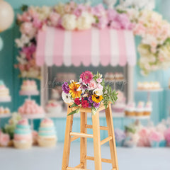 Lofaris Colorful Dessert Shelf Balloons Cake Smash Backdrop