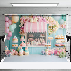 Lofaris Colorful Dessert Shelf Balloons Cake Smash Backdrop