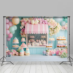 Lofaris Colorful Dessert Shelf Balloons Cake Smash Backdrop