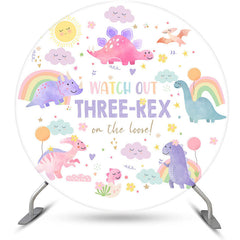 Lofaris Colorful Dinosaur Watch Out Three Rex Round Backdrop