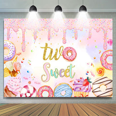 Lofaris Colorful Donut Candyland Two Sweet Birthday Backdrop