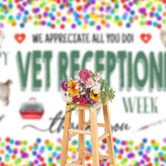 Lofaris Colorful Dot Thank You Vet Receptionist Week Backdrop