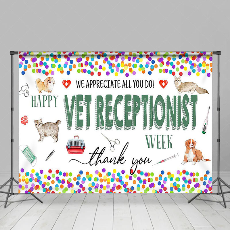 Lofaris Colorful Dot Thank You Vet Receptionist Week Backdrop