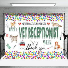 Lofaris Colorful Dot Thank You Vet Receptionist Week Backdrop