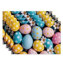 Lofaris Colorful Dots Eggs Daisy Easter Set Of 4 Placemats