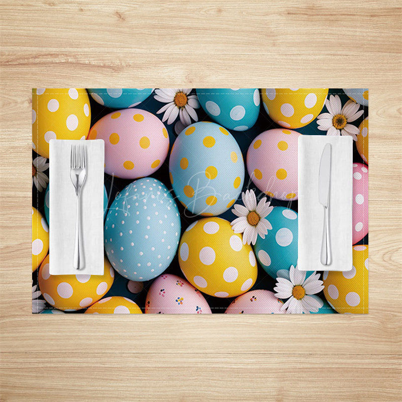 Lofaris Colorful Dots Eggs Daisy Easter Set Of 4 Placemats