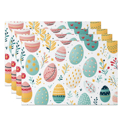 Lofaris Colorful Eggs Leaves Happy Easter Set Of 4 Placemats