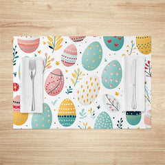 Lofaris Colorful Eggs Leaves Happy Easter Set Of 4 Placemats