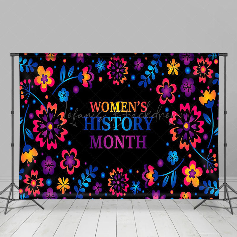 Lofaris Colorful Floral Black Womens History Month Backdrop