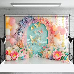 Lofaris Colorful Floral Butterfly Aesthetic Photo Backdrop