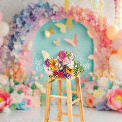 Lofaris Colorful Floral Butterfly Aesthetic Photo Backdrop