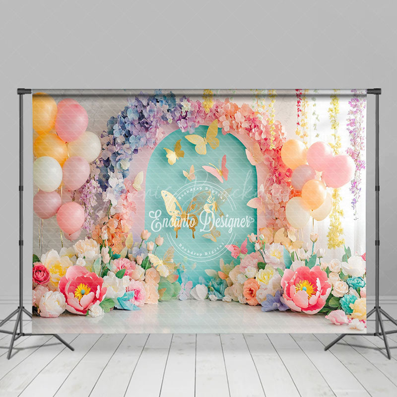 Lofaris Colorful Floral Butterfly Aesthetic Photo Backdrop