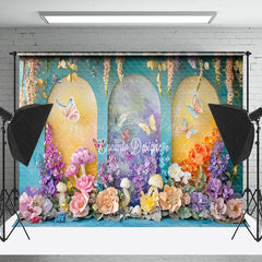 Lofaris Colorful Floral Garden Butterfly Fine Art Backdrop