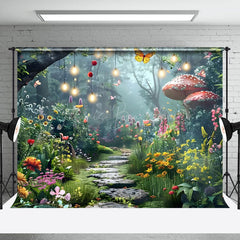 Lofaris Colorful Floral Lighted Forest Path Photo Backdrop