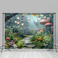 Lofaris Colorful Floral Lighted Forest Path Photo Backdrop