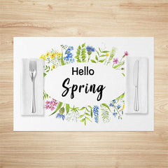 Lofaris Colorful Floral Plant Hello Spring Set Of 4 Placemats