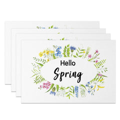 Lofaris Colorful Floral Plant Hello Spring Set Of 4 Placemats