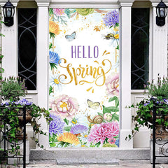 Lofaris Colorful Floral Snails Butterfly Spring Door Cover