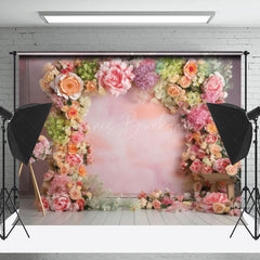 Lofaris Colorful Floral Wreath Pink Abstract Photo Backdrop