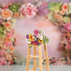 Lofaris Colorful Floral Wreath Pink Abstract Photo Backdrop