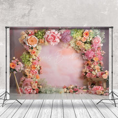 Lofaris Colorful Floral Wreath Pink Abstract Photo Backdrop