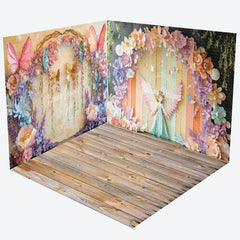 Lofaris Colorful Flower Fairy Butterfly Room Set Backdrop