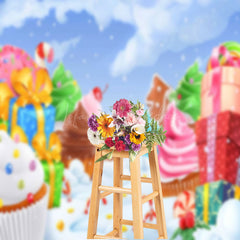 Lofaris Colorful Gifts Cupcakes Snowy Christmas Backdrop