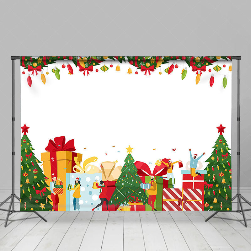 Lofaris Colorful Gifts Trees Bell Festive Christmas Backdrop