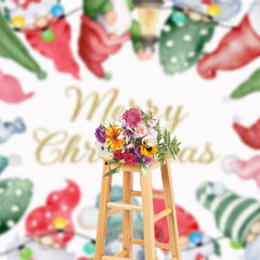 Lofaris Colorful Hat Cute Gnomes Merry Christmas Backdrop