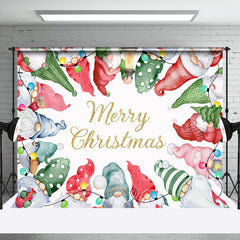 Lofaris Colorful Hat Cute Gnomes Merry Christmas Backdrop