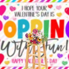 Lofaris Colorful Hearts Popping Fun Valentines Day Backdrop