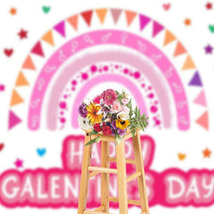 Lofaris Colorful Hearts Rainbow Happy Galentines Day Backdrop