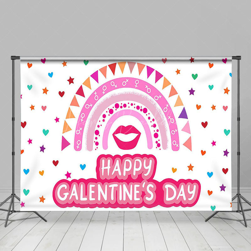 Lofaris Colorful Hearts Rainbow Happy Galentines Day Backdrop