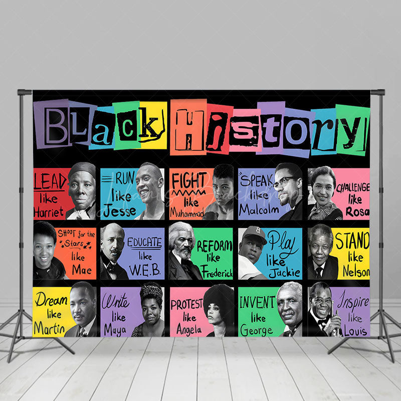 Lofaris Colorful Hero Wall Black History Month Backdrop