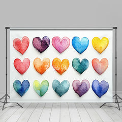 Lofaris Colorful Ink Painted Hearts Valentines Day Backdrop