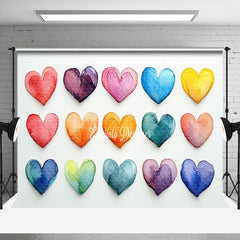 Lofaris Colorful Ink Painted Hearts Valentines Day Backdrop