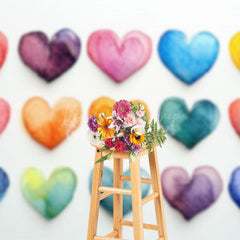 Lofaris Colorful Ink Painted Hearts Valentines Day Backdrop